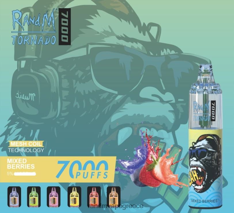 RandM Disposable Vape | RandM Tornado RL040176 Συσκευή ατμού ελέγχου ροής αέρα 7000 1 τεμ ανάμεικτα μούρα