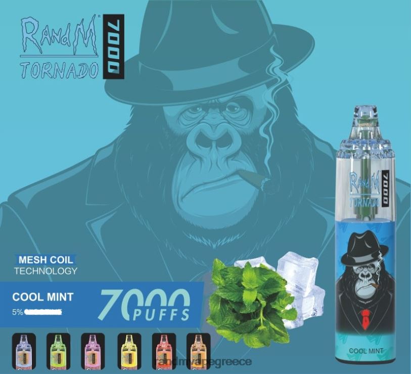 RandM Vape Flavours | RandM Tornado RL040164 Συσκευή ατμού ελέγχου ροής αέρα 7000 1 τεμ δροσερή μέντα