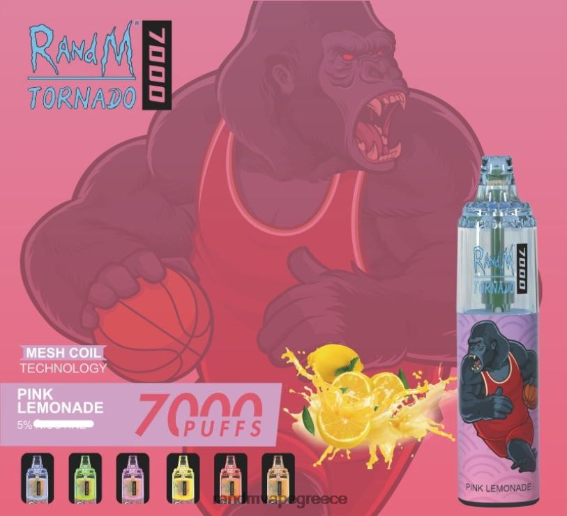 RandM Vape Flavours | RandM Tornado RL040174 Συσκευή ατμού ελέγχου ροής αέρα 7000 1 τεμ ροζ λεμονάδα