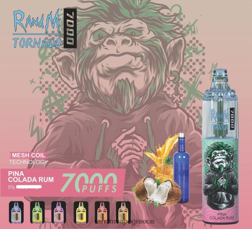 RandM Vape Shop | RandM Tornado RL040175 Συσκευή ατμού ελέγχου ροής αέρα 7000 1 τεμ ρούμι pina colada