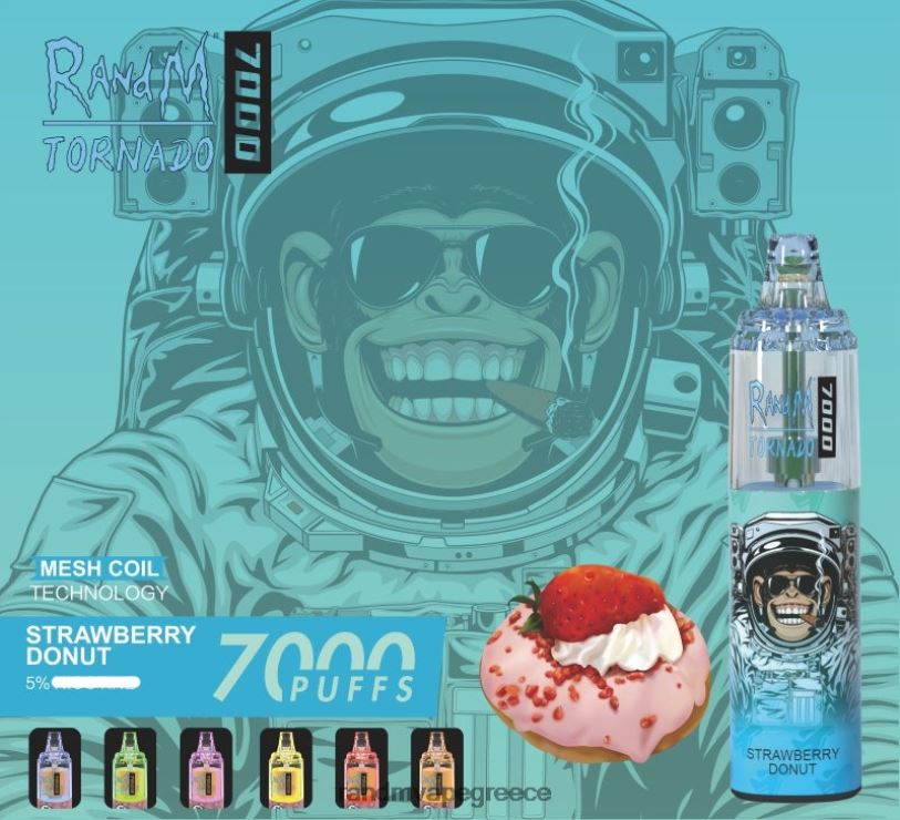 RandM Vape Store | RandM Tornado RL040167 Συσκευή ατμού ελέγχου ροής αέρα 7000 1 τεμ ντόνατ φράουλα